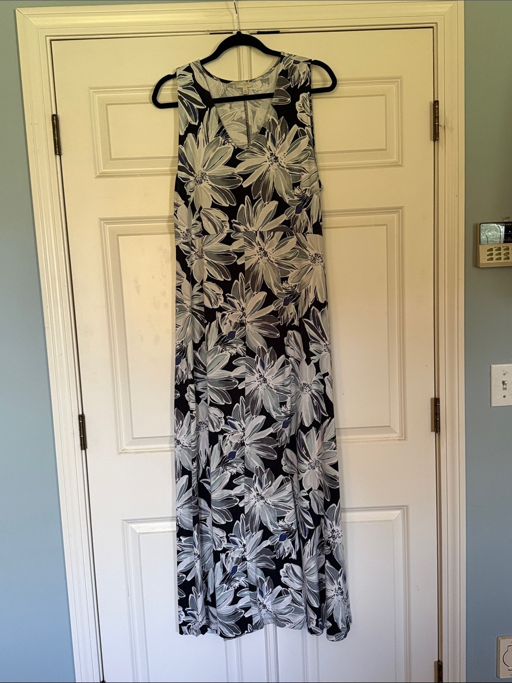 Talbots Black Maxi Dress with White Floral Print